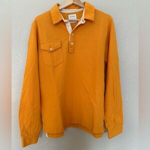 Billy Reid Men's Long Sleeve Polo With Pocket Size Large Yellow / Orange Color